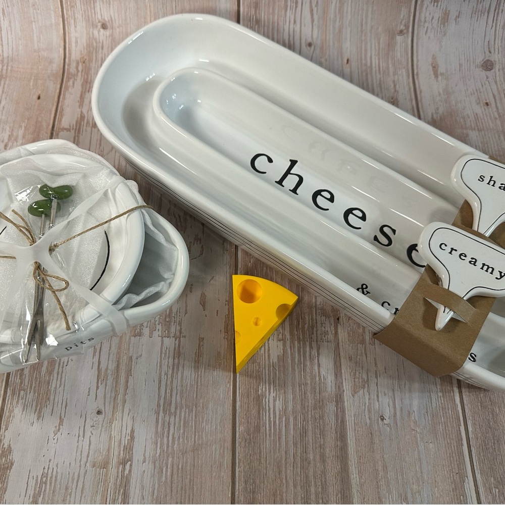 NWB Mud Pie Cheese & Cracker Dish Set and Mud Pie : Stacked Olive Dish And Pick